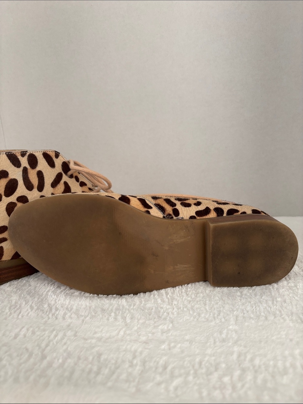 Steve Madden calf skin Leopard Print Lace-Up Ankle Boots - Beige/Brown - Picture 8 of 9